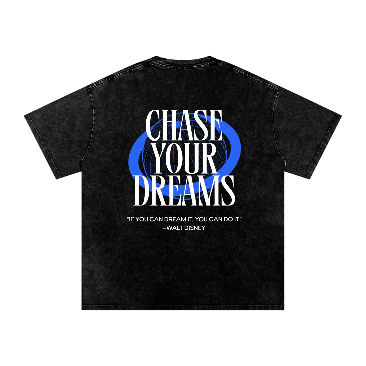 Driplin3.co “CHASE YOUR DREAMS” snow washed oversized tee